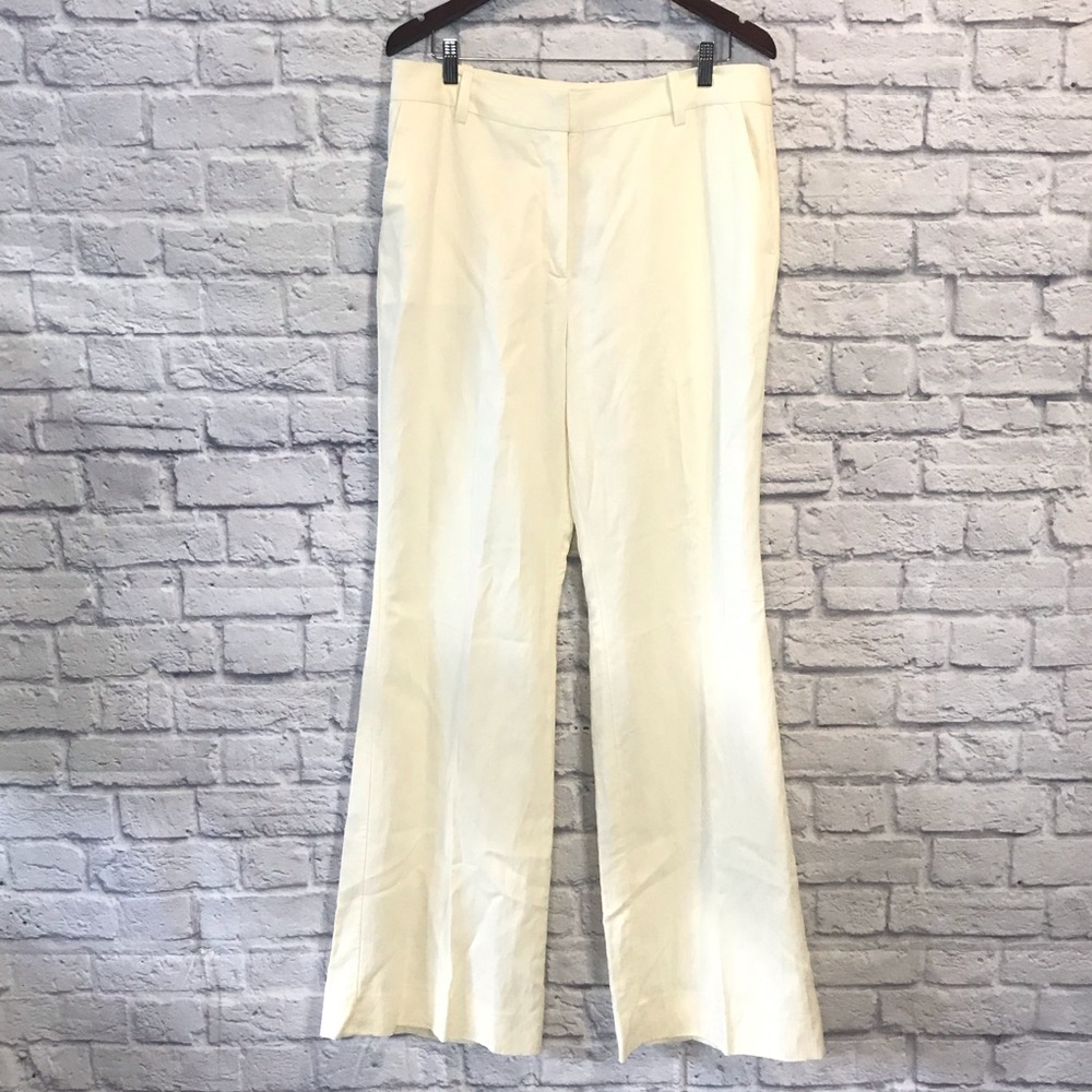 Derek Lam 10 Crosby High Waist Wide Leg Linen Pants Maize Yellow Womens 14 NEW